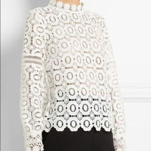 Self Portrait White Floral Lace Blouse Top